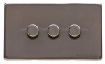 M Marcus Heritage Brass Studio Range 3 Gang Multi Location Primary Dimmer Switch (Compatible with LED bulbs)