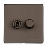M Marcus Heritage Brass Studio Range 2 Gang Mixed Toggle Switch Dimmer Switch 1xToggle Switch 1xTED