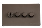 M Marcus Heritage Brass Studio Range 4 Gang Mixed Toggle Switch Dimmer Switch 1xToggle Switch 3xTED