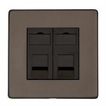 M Marcus Heritage Brass Studio Range 2 Gang CAT6 Socket with Black Trim