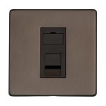 M Marcus Heritage Brass Studio Range 1 Gang CAT6 Socket with Black Trim