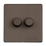 M Marcus Heritage Brass Studio Range 2 Gang Multi Location Secondary Dimmer (Compatible with LED bulbs)