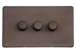 M Marcus Heritage Brass Studio Range 3 Gang Multi Location Primary Dimmer Switch (Compatible with LED bulbs)