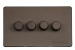 M Marcus Heritage Brass Studio Range 4 Gang Multi Location Secondary Dimmer (Compatible with LED bulbs)