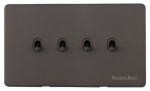 M Marcus Heritage Brass Studio Range 4 Gang Stockholm Toggle Switch