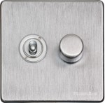 M Marcus Heritage Brass Studio Range 2 Gang Mixed Toggle Switch Dimmer Switch 1xToggle Switch 1xTED