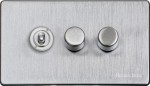 M Marcus Heritage Brass Studio Range 3 Gang Mixed Toggle Switch Dimmer Switch 1xToggle Switch 2xTED