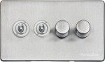 M Marcus Heritage Brass Studio Range 4 Gang Mixed Toggle Switch Dimmer Switch 2xToggle Switch 2xTED