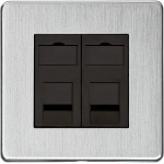 M Marcus Heritage Brass Studio Range 2 Gang CAT6 Socket with Black Trim