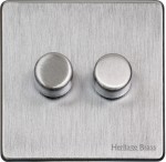M Marcus Heritage Brass Studio Range 2 Gang Multi Location Secondary Dimmer (Compatible with LED bulbs)
