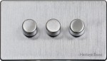 M Marcus Heritage Brass Studio Range 3 Gang Multi Location Primary Dimmer Switch (Compatible with LED bulbs)