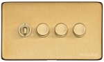 M Marcus Heritage Brass Studio Range 4 Gang Mixed Toggle Switch Dimmer Switch 1xToggle Switch 3xTED