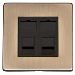 M Marcus Heritage Brass Studio Range 2 Gang CAT6 Socket with Black Trim