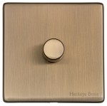 M Marcus Heritage Brass Studio Range 1 Gang Multi Location Primary Dimmer (Compatible with LED bulbs)