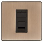 M Marcus Heritage Brass Studio Range 1 Gang CAT6 Socket with Black Trim