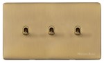 M Marcus Heritage Brass Studio Range 3 Gang Stockholm Toggle Switch
