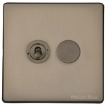 M Marcus Heritage Brass Studio Range 2 Gang Mixed Toggle Switch Dimmer Switch 1xToggle Switch 1xTED
