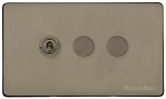 M Marcus Heritage Brass Studio Range 3 Gang Mixed Toggle Switch Dimmer Switch 1xToggle Switch 2xTED