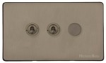 M Marcus Heritage Brass Studio Range 3 Gang Mixed Toggle Switch Dimmer Switch 2xToggle Switch 1xTED
