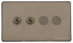 M Marcus Heritage Brass Studio Range 4 Gang Mixed Toggle Switch Dimmer Switch 2xToggle Switch 2xTED