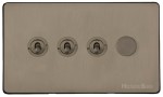 M Marcus Heritage Brass Studio Range 4 Gang Mixed Toggle Switch Dimmer Switch 3xToggle Switch 1xTED