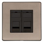 M Marcus Heritage Brass Studio Range 2 Gang CAT6 Socket with Black Trim
