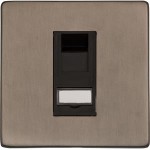 M Marcus Heritage Brass Studio Range 1 Gang CAT6 Socket with Black Trim