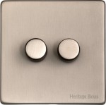 M Marcus Heritage Brass Studio Range 2 Gang Multi Location Secondary Dimmer (Compatible with LED bulbs)