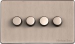 M Marcus Heritage Brass Studio Range 4 Gang Multi Location Secondary Dimmer (Compatible with LED bulbs)