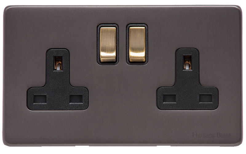 M Marcus Heritage Brass Verona Range Double Switched Socket