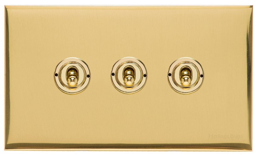 Heritage Brass Winchester Range 3 Gang 2 Way Toggle Switch
