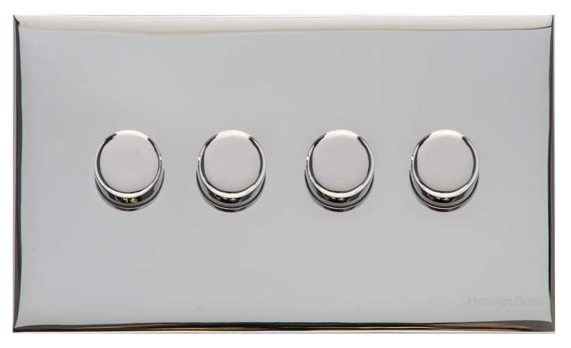 M Marcus Heritage Brass Winchester Range 4 Gang 2 Way Push On/Off Dimmer Switch (400 watts)