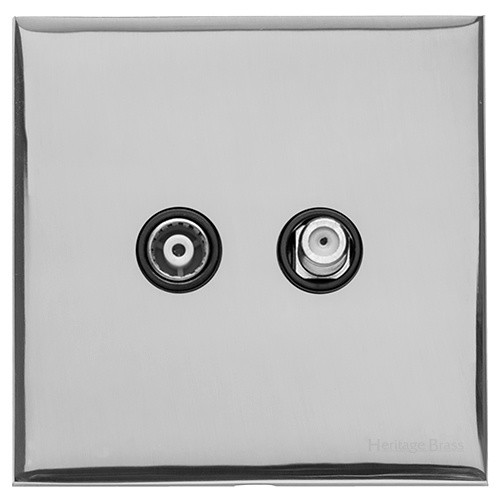 M Marcus Heritage Brass Winchester Range TV/Satellite Socket with Black Trim