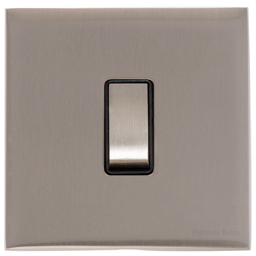 M Marcus Heritage Brass Winchester Range 1 Gang Intermediate Rocker Switch with Black Trim