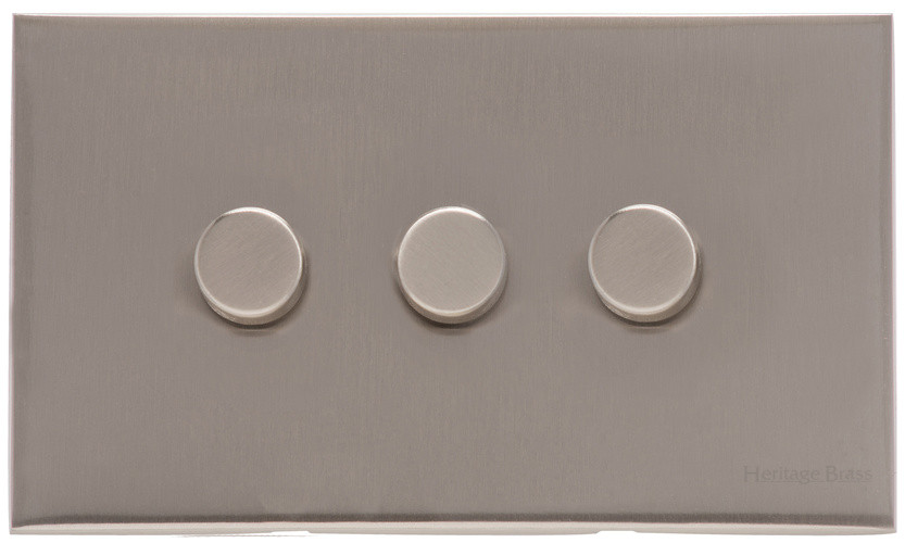 Heritage Brass Winchester Range 3 Gang 2 Way Push On/Off Dimmer Switch (250 watts)