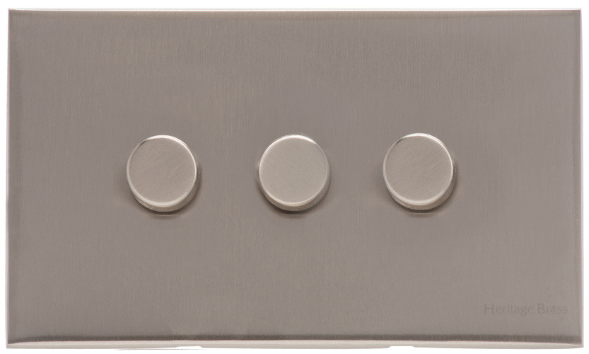 M Marcus Heritage Brass Winchester Range 3 Gang 2 Way Push On/Off Dimmer Switch (250 watts)