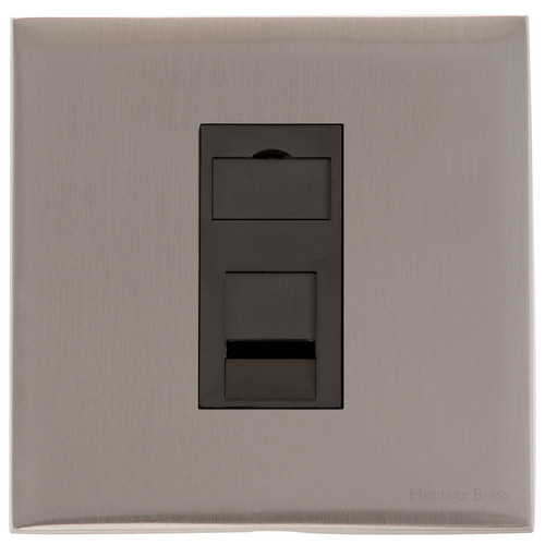 M Marcus Heritage Brass Winchester Range 1 Gang RJ45 Socket with Black Trim