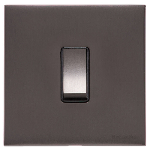 M Marcus Heritage Brass Winchester Range 20 Amp Double Pole Switch with Black Trim