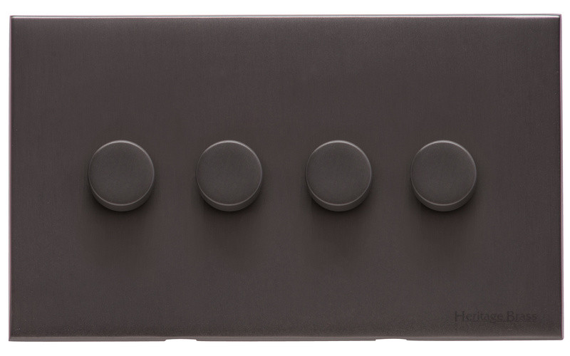 M Marcus Heritage Brass Winchester Range 4 Gang 2 Way Push On/Off Dimmer Switch (250 watts)