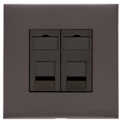 M Marcus Heritage Brass Windsor Range 2 Gang RJ45 Socket