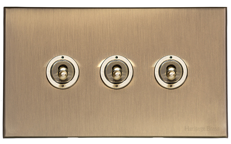 Heritage Brass 3 Gang 2 Way Toggle Switch