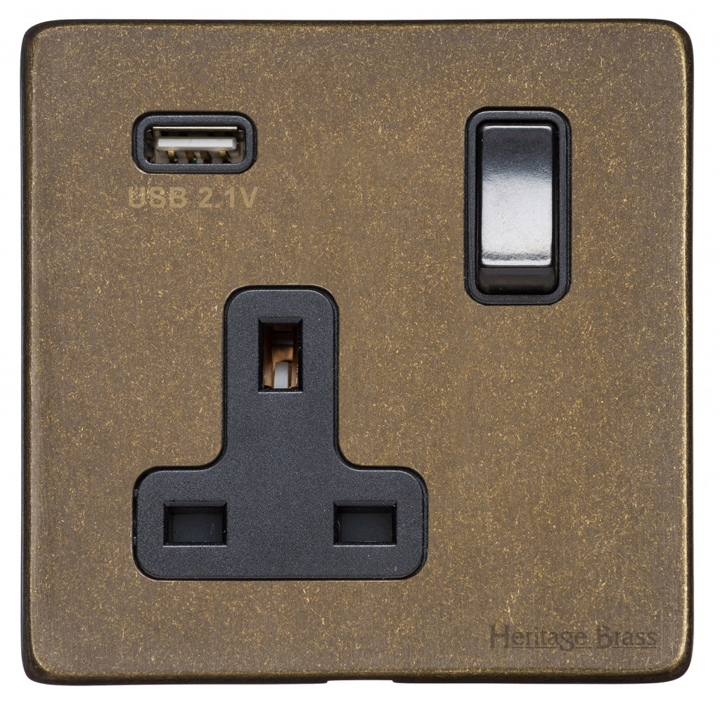 M Marcus Heritage Brass Vintage Range Single USB-A Socket