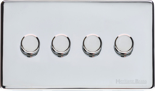 M Marcus Heritage Brass Studio Range 4 Gang 2 Way Push On/Off Dimmer Switch (250 watts)