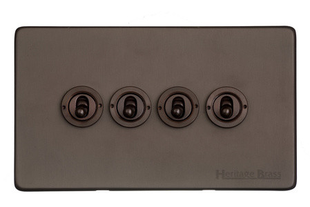 M Marcus Heritage Brass Studio Range 4 Gang 2 Way Toggle Switch