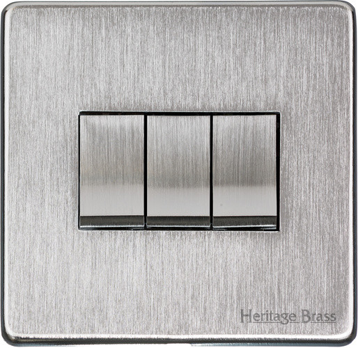 M Marcus Heritage Brass Studio Range 3 Gang 2 Way Rocker Switch