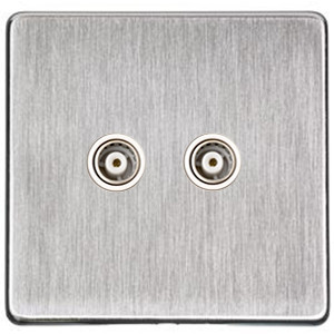 M Marcus Heritage Brass Studio Range TV/FM Diplexed Socket with White Trim