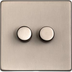 M Marcus Heritage Brass Studio Range 2 Gang Trailing Edge LED Dimmer Switch