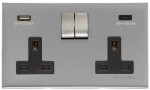 Heritage Brass Winchester Range Double USB-A & USB-C Socket with Black Trim