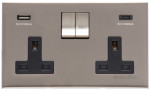Heritage Brass Winchester Range Double USB-A & USB-C Socket with Black Trim