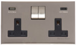 M Marcus Heritage Brass Winchester Range Double USB-A & USB-C Socket with Black Trim